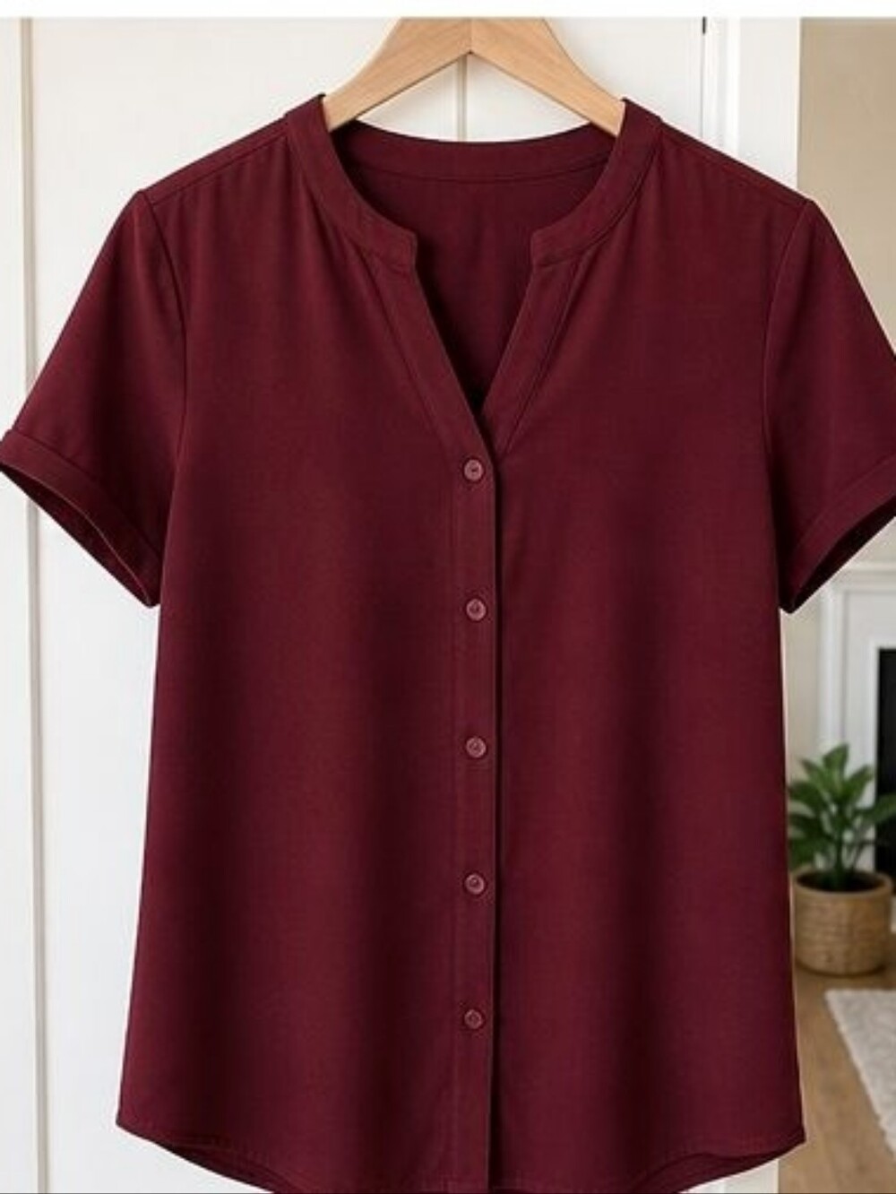 Burgundy Lace Trim Top